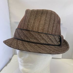 Scala Pronto Herringbone UNISEX Fedora Brown HAT Dress Up Party Attire One Size